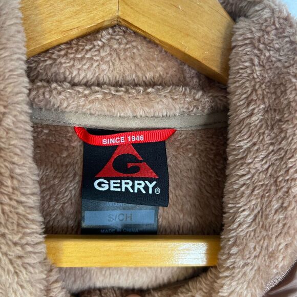 Gerry Brown Fuzzy Hooded Full Zip Sweater Jacket Zip Pockets Size Small - Picture 11 of 13